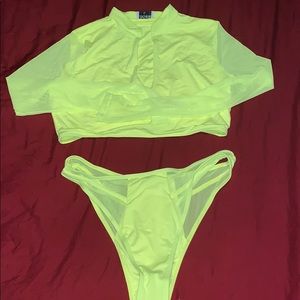 Lime green 2 piece swimsuit